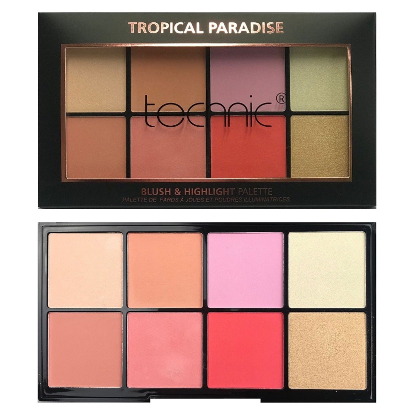 Technic Cosmetics - Blush & Highlighter Palette, Tropical Paradise - oddros.shop